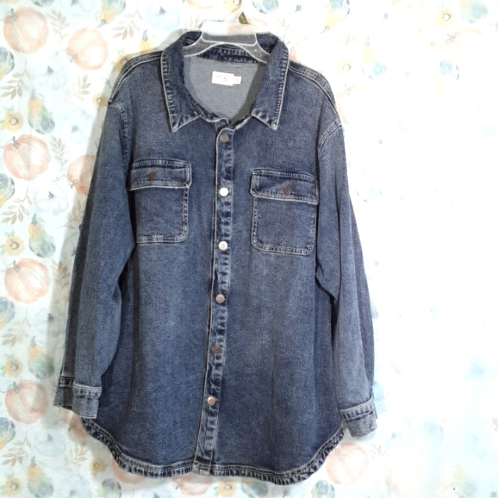 Terra & Sky Acid Wash Denim Jacket 3X NWT